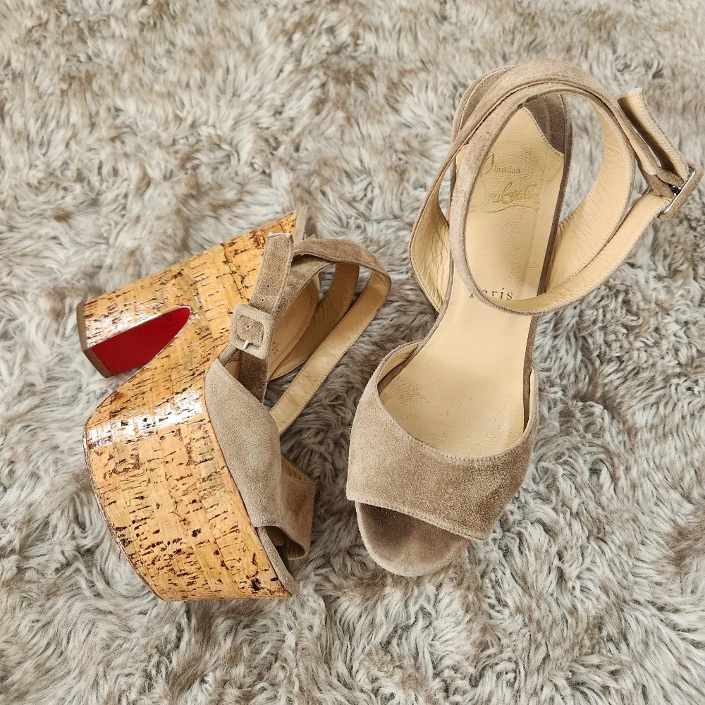Authentic Christian Louboutin Super Dombasle Sandals In Beige Size IT 39 US‎ 9